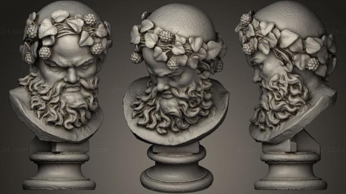 Бюсты и головы античные и исторические (Сатир круглый плинтус, BUSTA_0135) 3D модель для ЧПУ станка